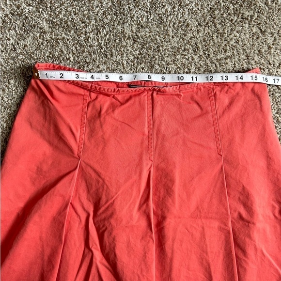 🦋 Eddie Bauer Pink Coral Front Pleated Cotton Midi Skirt Size 10 12 - Picture 6 of 7